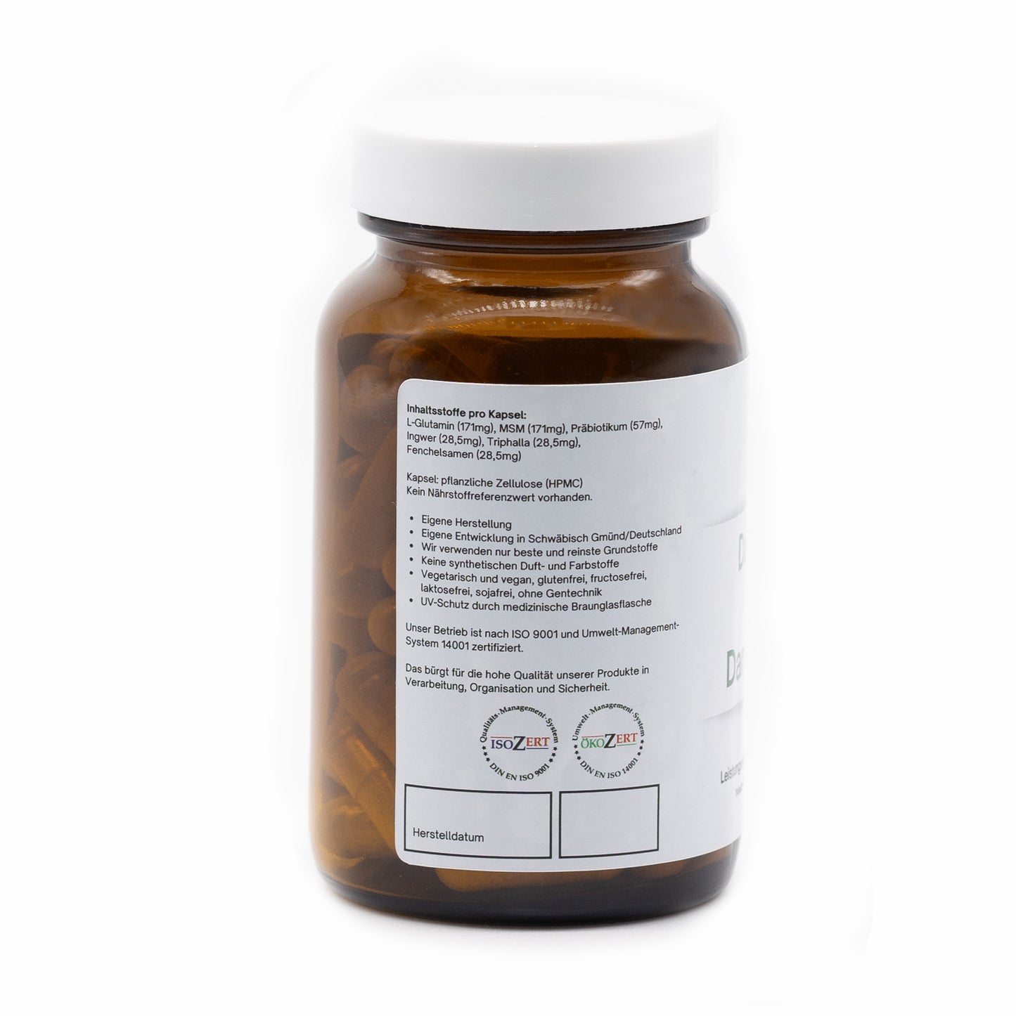 Darmaufbau und Darmsanierung - L-Glutamin - Präbiotikum - u.w. - 60 Kapseln