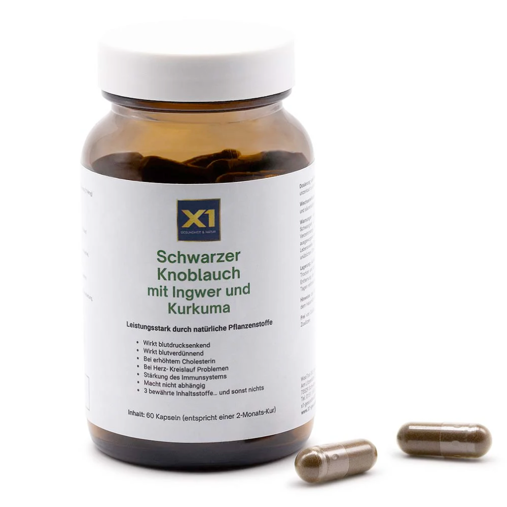 Schwarzer Knoblauch mit Ingwer und Kurkuma - 60 Kapseln
