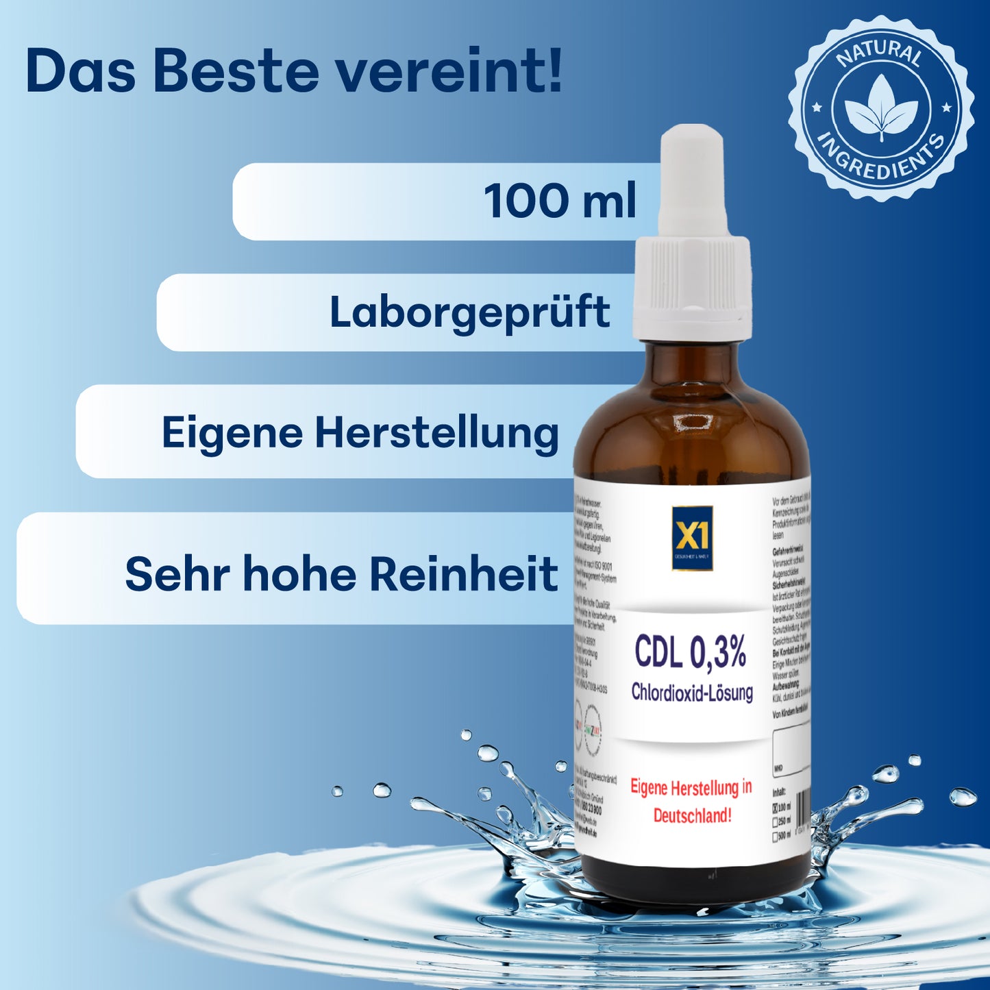 CDL /CDS Lösung 0,3 %, in der Glasflasche, Apothekenqualität -100 ml-