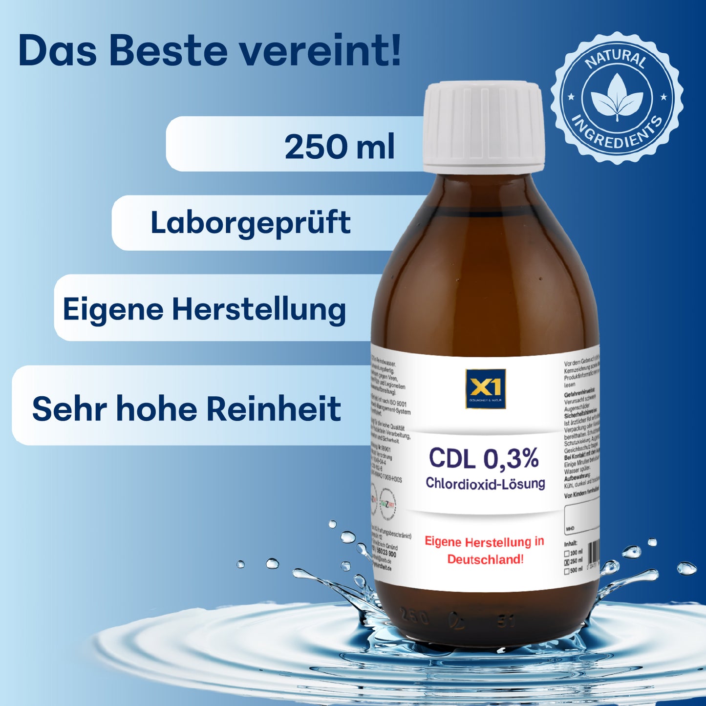 CDL /CDS Lösung 0,3 %, in der Glasflasche, Apothekenqualität -250 ml-