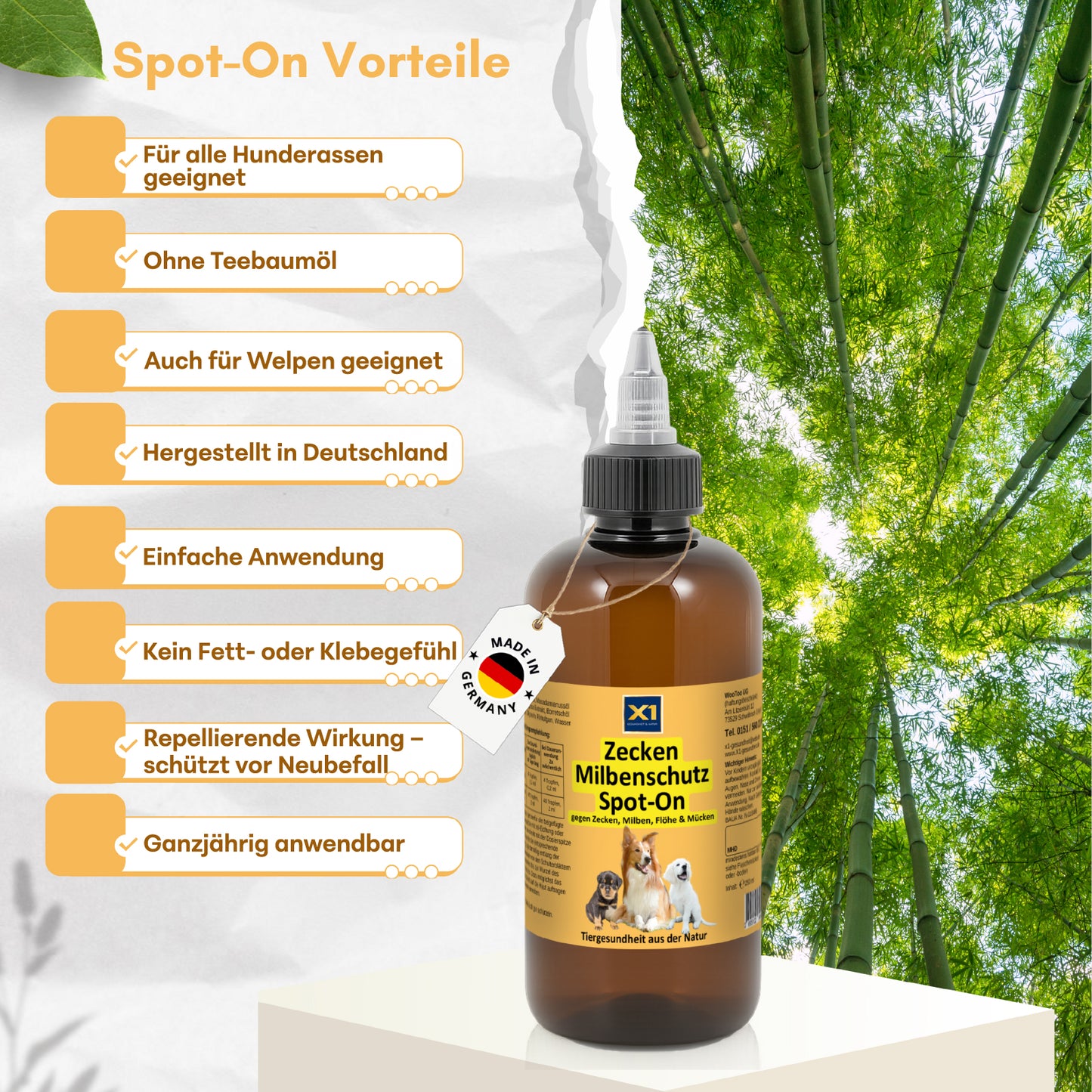 Bio Zecken, Floh- und Milbenschutz Spot-On Hund - 100 ml