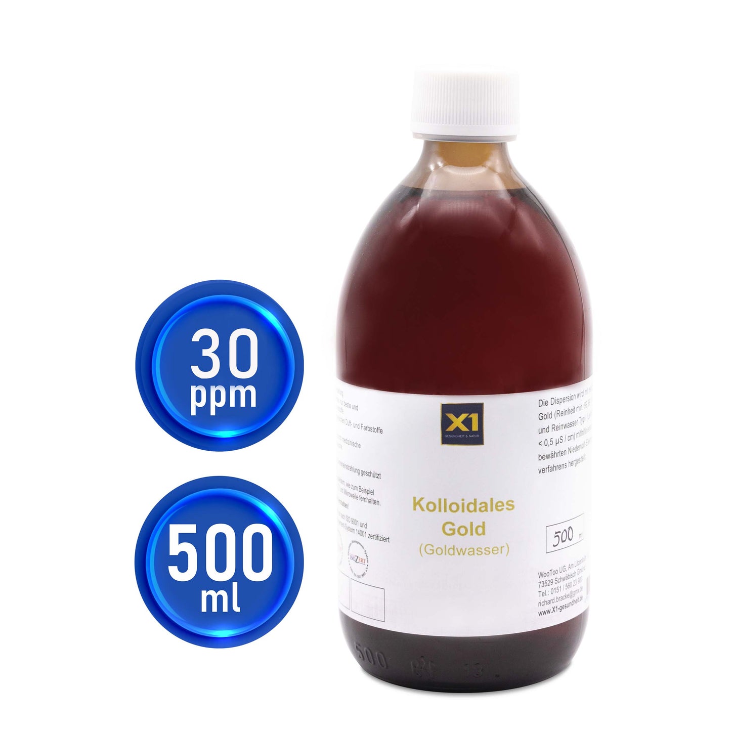 Kolloidales Gold 30 ppm Apothekerqualität -500ml-