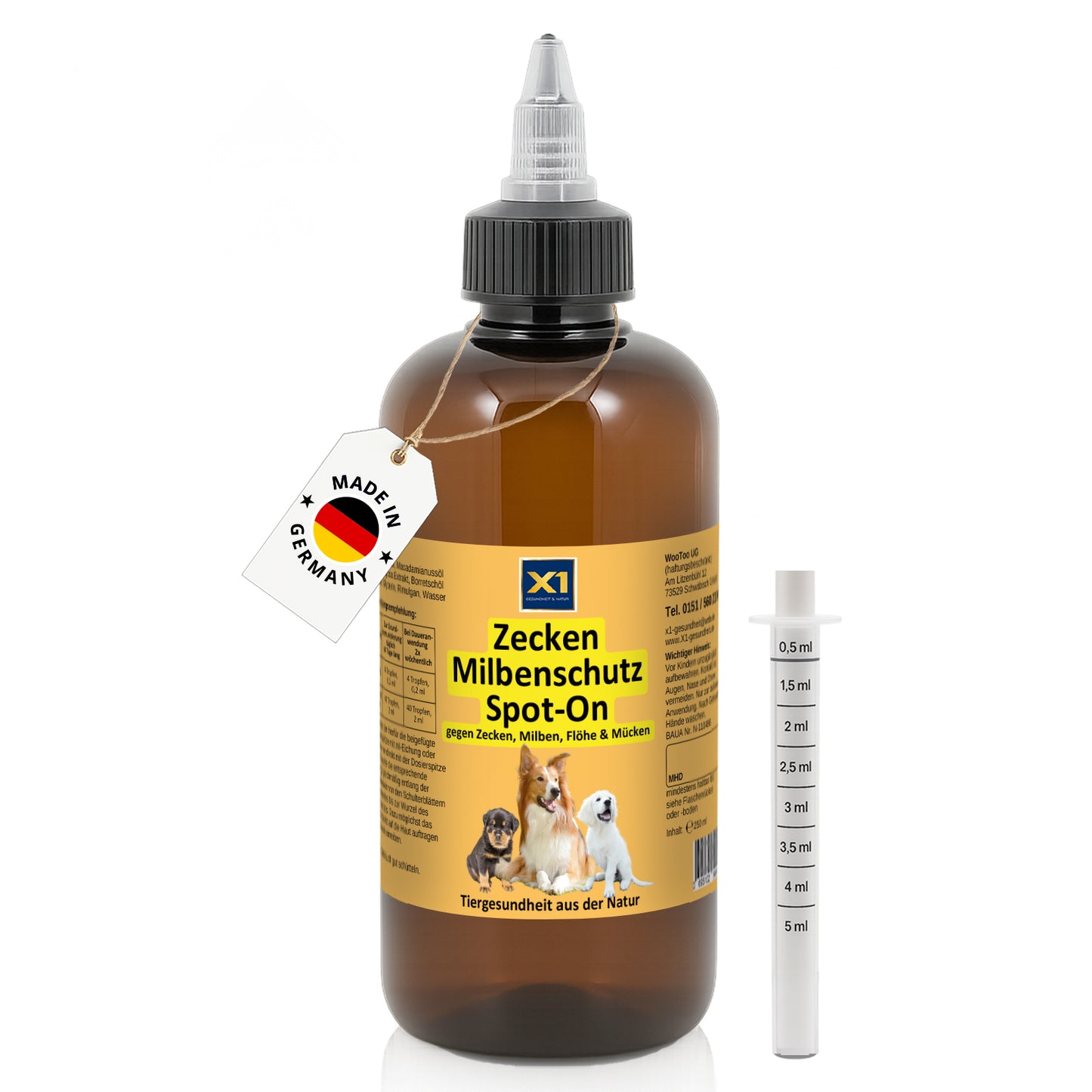 Bio Zecken, Floh- und Milbenschutz Spot-On Hund - 100 ml