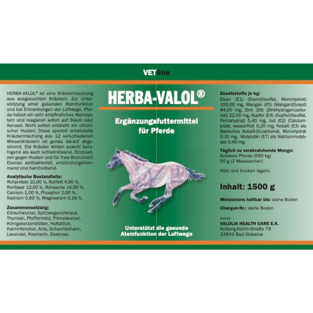 HERBA-VALOL - Unterstützung der Atemfunktion des Pferdes - 1500g