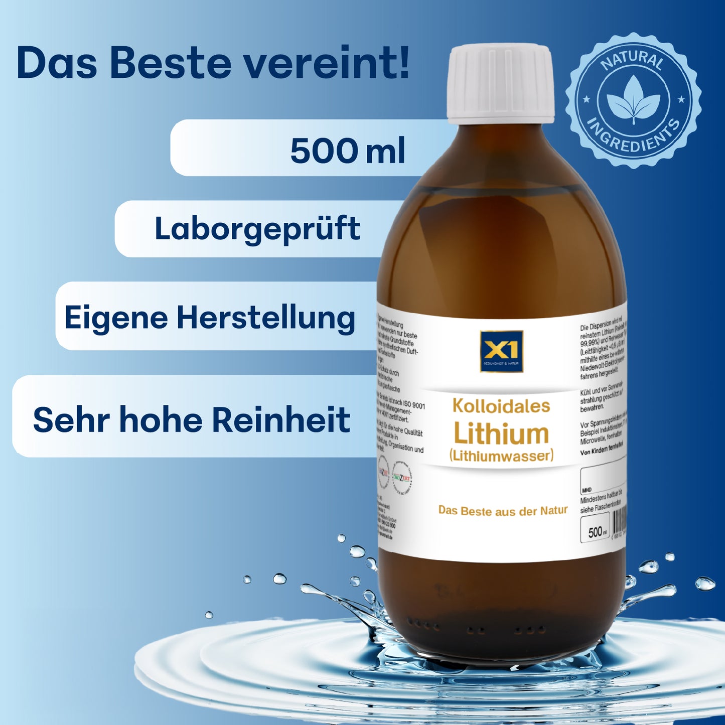 Kolloidales Lithium 100 ppm Apothekerqualität -500ml-