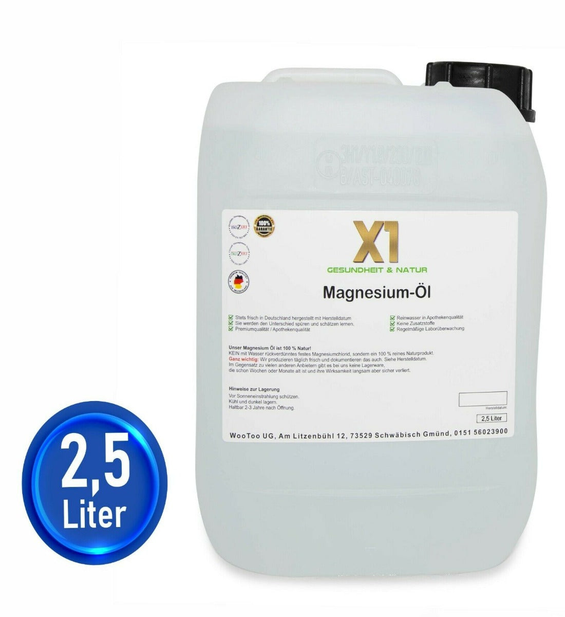 Magnesiumöl - mit Herstelldatum- Eigene Herstellung  -2500ml-