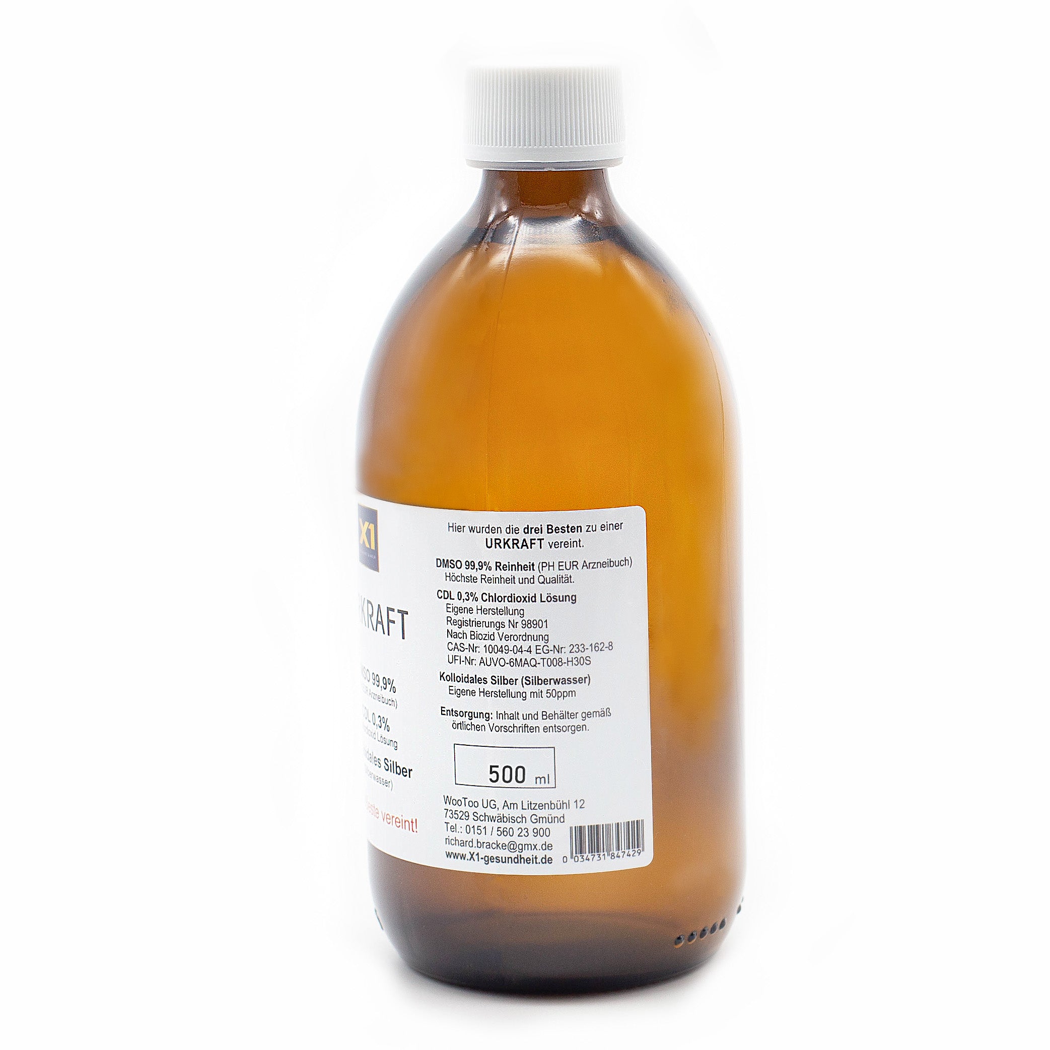 URKRAFT besteht aus DMSO + CDL + Kolloidales Silber, Apothekenqualität -500ml-