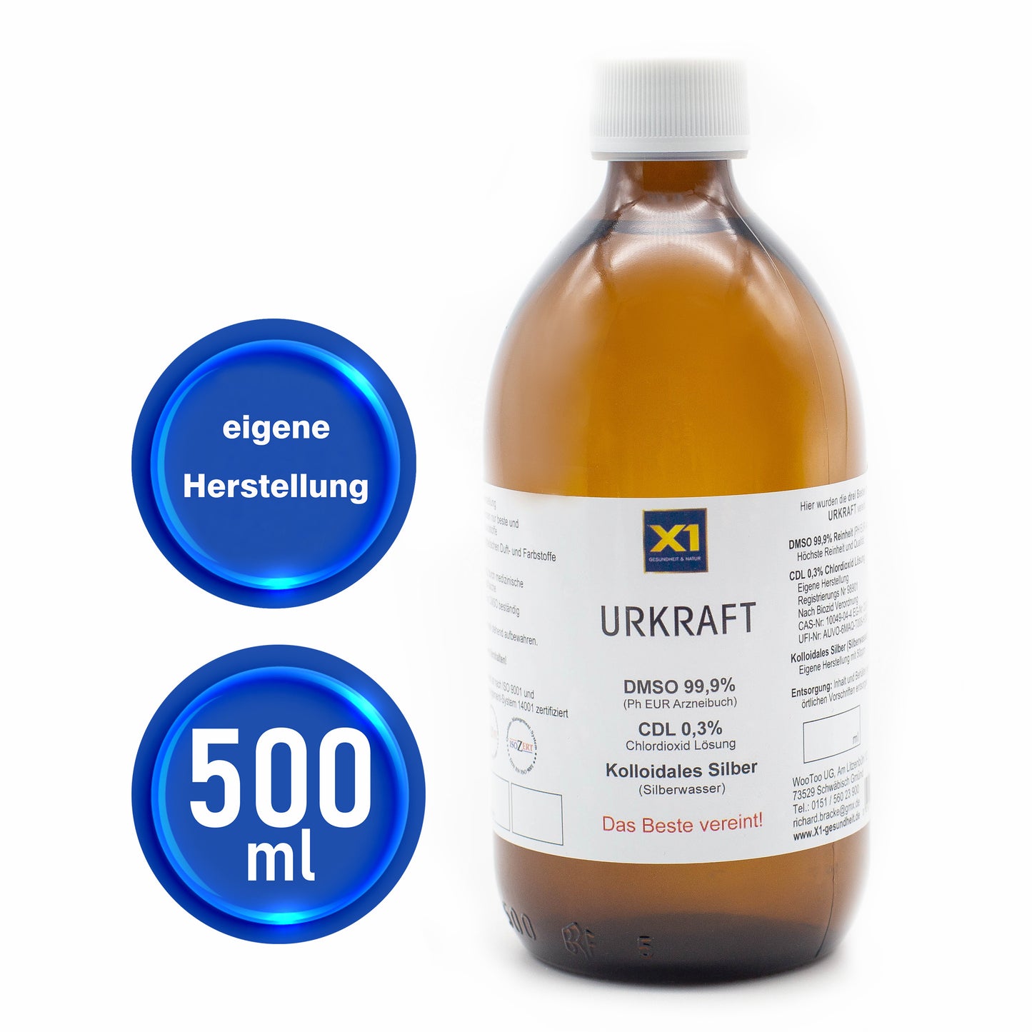 URKRAFT besteht aus DMSO + CDL + Kolloidales Silber, Apothekenqualität -500ml-