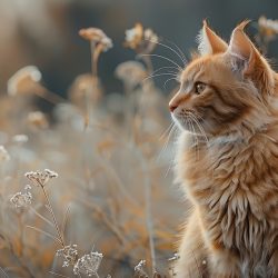 Katze sitz in einem Feld